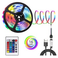 Lawnko 6.56Ft Usb Led Strip Lights, Usb Rope Lights With 24 Keys Remote, Diy Indoor Decoration, Tv Backlight For 40-60In