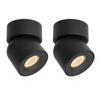 Aisilan Led Ceiling Spot Light Indoor Dimmable 2 Pack, 7W Black Directional Accent Light, Adjustable Modern Spotlight Flush Mount, Warm White Cri 97, For Living Room Bedroom