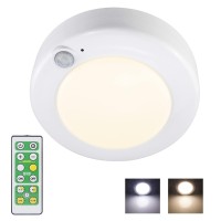 Hongut Battery Powered Led Ceiling Light, Indoor Motion Sensor Light With Remote, Cordless Shower Light, Stick Overhead Light For Ceiling Closet Cabinet Bathroom Hallway Stair Wall Shed