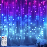 Curtain Lights Pink Purple Blue Ombre Fairy Lights With Remote Ombre Rainbow Led String Curtain Lights For Girls Room Purple Twi