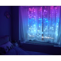 Curtain Lights Pink Purple Blue Ombre Fairy Lights With Remote Ombre Rainbow Led String Curtain Lights For Girls Room Purple Twi