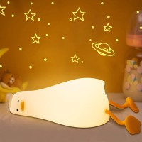 Duck Night Light For Kids Cute Leisure Lying Duck Lamp For Nursery Abssil Touch Control Portable And Rechargeable Dimmable