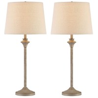 Maxax Modern Table Lamps Set Of 2 For Living Room, 26 Inches Buffet Lamps Brown Nightstand Lamps With Fabric Shade Bedside Desk Lamps For Bedroom, Living Room, Office, Kids Room