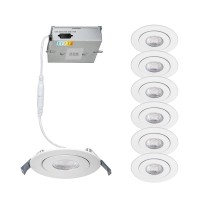 Wac Lighting Lotos 4In Led Round Adjustable 5Cct Selectable 2700K3000K3500K4000K5000K Recessed Kit In White Pack Of 6