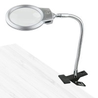 Meichoon Magnifying Lamp With Light,Clamp Magnifier,Clip-On Table Bright Led Lighted Magnifying Glasses,For Reading Diamond Painting Cross Stitch