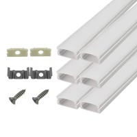 Hamrvl 6Pack 30Cm1Ft 172X7Mm Led Aluminum Channel System U Shape With Cover Led Strip Light Diffuser With White End Caps And