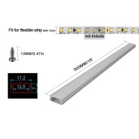 Hamrvl 6Pack 30Cm1Ft 172X7Mm Led Aluminum Channel System U Shape With Cover Led Strip Light Diffuser With White End Caps And