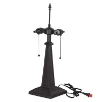 Capulina Tiffany Table Lamp Base Replacement,For 14-16 Inches Lampshade Pole Height 24 Inches Bronze Finished Resin Base