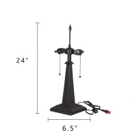 Capulina Tiffany Table Lamp Base Replacement,For 14-16 Inches Lampshade Pole Height 24 Inches Bronze Finished Resin Base