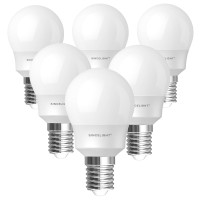 Sincelight E14 Led Light Bulb, Mini P45 Shape With Milky Diffuser, 5 Watt, Cold White 6500K & Ra92 High Color Rending, 500 Lumens50W Equivalent, Non-Dimmable, Ses Small Edison Screw, Pack Of 6