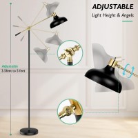 Industrial Floor Lamp For Living Room Black Modern Arc Standing Lamp Adjustable Head Reading Standing Lamp For Bedroom Farmho