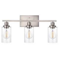 Winshen Bathroom Light Fixtures 3-Lights Seeded Glass In Brushed Nickel Finish, 23.6-Inches Vanity Lighting Bath Wall Mount Lamp For Kitchen Living Room Workshop