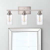 Winshen Bathroom Light Fixtures 3-Lights Seeded Glass In Brushed Nickel Finish, 23.6-Inches Vanity Lighting Bath Wall Mount Lamp For Kitchen Living Room Workshop