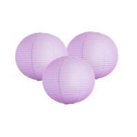 Pack Of 3 Round Paper Lanterns Lamp Wedding Birthday Party Decoration (Lilac, 4