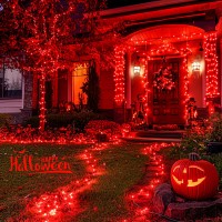 Jmexsuss 2 Pack Red Solar Halloween Lights Total 400 Led 151Ft Red Solar Lights Outdoor Waterproof 8 Modes Solar Christmas Lig