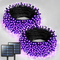 Jmexsuss 2 Pack Purple Solar Lights Outdoor Waterproof Total 400 Led 151Ft Solar Halloween Lights 8 Modes Purple Halloween Lig