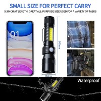 Rechargeable Uv Flashlight, 3In1 Tactical Flashlight Led Uv Black Light With Redlight, 2000 High Lumen Magnetic Led Flashlight With Cob Sidelight, 7 Mode, Zoomable, Waterproof For Camping,Emergency