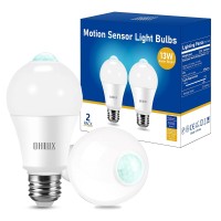 Ohlux Motion Sensor Light Bulbs Outdoor, 13W(120W Equivalent) Movement Activated Dusk To Dawn Security Led Bulb, A19 E26 5000K Bright White For Front Door Porch Garage Basement Hallway 2 Pack