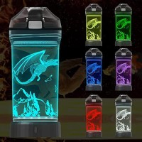 Attivolife Dragon Watter Bottle 3D Illusion Glowing Led Light With 7 Color Changing Lights 14 0Z Bpa Free Creative Ideal Tr