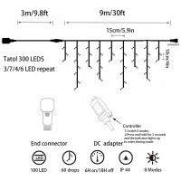 Yasenn 300Led Icicle Style String Lights 29.5Ft,Update Connectable 8 Lighting Modes With Timer Icicle Lights For Home Garden Outdoor Indoor Eave Decor (Multicolor Led White Cable)