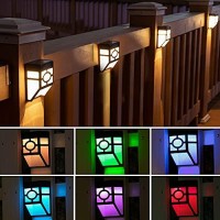 Otdair Solar Lights Outdoor, 2Modes Decorative Led Solar Fence Lights Waterproof, Solar Deck Lights For Deck, Fence, Patio, Yard, Pathway, Front Door, Warm White/Multicolour Changing, 8 Pack