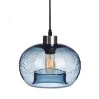 Casamotion Pendant Lighting Blown Glass Kitchen Island Light Modern Blue Bubble Color Dining Room Bar Bed Table Over Sink Brushed Nickel 9Inch Diam