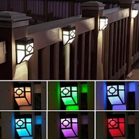 Otdair Solar Lights Outdoor, 2Modes Decorative Led Solar Fence Lights Waterproof, Solar Deck Lights For Deck, Fence, Patio, Yard, Pathway, Front Door, Cold White/Multicolour Changing, 8 Pack