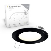 Dals 5 Inch Round Recessed Panel Light With Junction Box/Driver | Cct Color Selectable 2700K, 3000K, 3500K, 4000K, 5000K | 12W, 800 Lumens | Dimmable Pot Light | Wet Rated | Etl Certified | Black