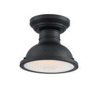 Westinghouse Lighting 6113200 Orson 9 Inch Vintage-Style One-Light Outdoor Semi Flush Mount Ceiling Light, Dark Sky Friendly, Textured Black Finish, Frosted Prismatic Lens