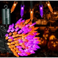 Joomer Orange Purple Halloween Lights,Battery Operated 33Ft 100 Led Mini String Lights Waterproof Halloween Lights With 8 Modes & Timer Function For Halloween Decorations