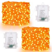 Joomer Orange Halloween Lights 1759Ft 50 Led Halloween String Lights 8 Modes Battery Orange Fairy Lights Waterproof Twinkle