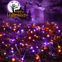 Joomer Orange Purple Halloween Solar String Lights 72Ft X 2 Pack 200 Led 8 Modes Waterproof Solar Fairy Lights For Garden Patio