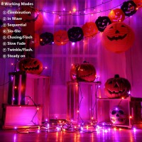 Joomer Orange Purple Halloween Solar String Lights 72Ft X 2 Pack 200 Led 8 Modes Waterproof Solar Fairy Lights For Garden Patio