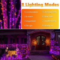 Joomer Orange Purple Halloween Lights 174Ft 500 Led Halloween String Lights With 8 Modes Timer Waterproof Plugin Orange Purple