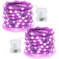 Joomer Purple Halloween Lights, 17.59Ft 50 Led Halloween String Lights, 8 Modes Battery Purple Fairy Lights, Waterproof Twinkle Lights For Halloween Haunted Decoration Outdoor