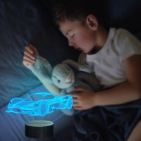 Attivolife Car 3D Night Light For Kid Sports Racing Illusion Optical Bedside Lamp 16 Colors Changing With Remote Control Kids B