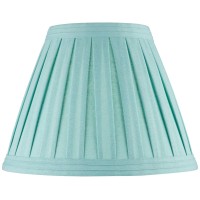 Turquoise Linen Box Pleat Medium Empire Lamp Shade 7