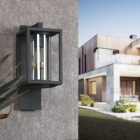 Inowel Wall Light Outdoor Wall Mount Lamp E26 (Not Include) Modern Wall Sconce Lighting Lantern Fixture Grey Anti-Rust Aluminum Lights For Porch Front Door Garden Yard Patio Ip44 Waterproof Max 60W