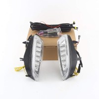 July King Led Daytime Running Light For Porsche Cayenne 2008 2009 2010, B Type, Led 6000K White Front Bumper Drl + Yellow Turn Signals Light