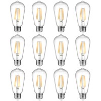 Ascher 12-Pack Vintage Led Edison Light Bulb 60W Equivalent, Decorative Antique Filament Light Bulbs With 80+ Cri, Warm White 2700K, 700 Lumens, E26 Base, Non-Dimmable