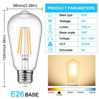 Ascher 12-Pack Vintage Led Edison Light Bulb 60W Equivalent, Decorative Antique Filament Light Bulbs With 80+ Cri, Warm White 2700K, 700 Lumens, E26 Base, Non-Dimmable