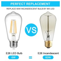 Ascher 12-Pack Vintage Led Edison Light Bulb 60W Equivalent, Decorative Antique Filament Light Bulbs With 80+ Cri, Warm White 2700K, 700 Lumens, E26 Base, Non-Dimmable