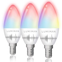 Lumiman Candelabra Smart Bulb E12 Led Smart Light Bulbs Wifi Rgb Color Changing Smart Lights That Work With Alexa Google Home Music Sync Tunable White 5W 400Lm No Hub Required 3 Pack