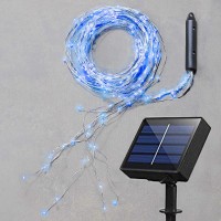 Soltuus Solar Powered Fairy String Lights Blue, Multi Strand Watering Can Light 180 Leds Outdoor, Waterproof Waterfall Fairy Lights, Firefly Bunch Lights