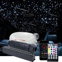 Azimom Car Use 6W Rgbw Fiber Optic Meteor Shooting Star Ceiling Light Kits 450Pcs*0.03In*9.8Ft Fiber Strands Sound Activated Bluetooth/App Remote Control Starlight Headliner Home Roof Decoration