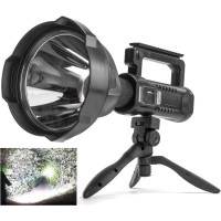 Rechargeable Spotlight Flashlight High Lumens, 900,000 Lumens Super Bright Led Searchlight With Tripod And Usb Output, Ipx5 Waterproof 4 Modes Handheld Spotlight For Camping Emergencies