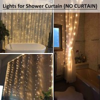 Solhice Fairy Lights For Shower Curtain, 72 X 72 Inches Battery Operated Waterproof Christmas Curtain String Lights With 10 Hooks For Bathroom, 180 Leds Indoor Outdoor Decor (No Curtain)