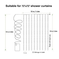 Solhice Fairy Lights For Shower Curtain, 72 X 72 Inches Battery Operated Waterproof Christmas Curtain String Lights With 10 Hooks For Bathroom, 180 Leds Indoor Outdoor Decor (No Curtain)