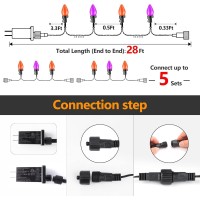 Recesky C7 Halloween String Lights 50 Led 24Ft Smooth Bulb Orange Purple Lights With Timing Function Extendable 8 Modes Hall