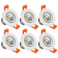 Inshareplus 2 Inch Led Downlight, 3W Recessed Lighting Cob Dimmable, 3000K Warm White, Cri80, Silver, Led Ceiling Lights With Led Driver, 6 Pack